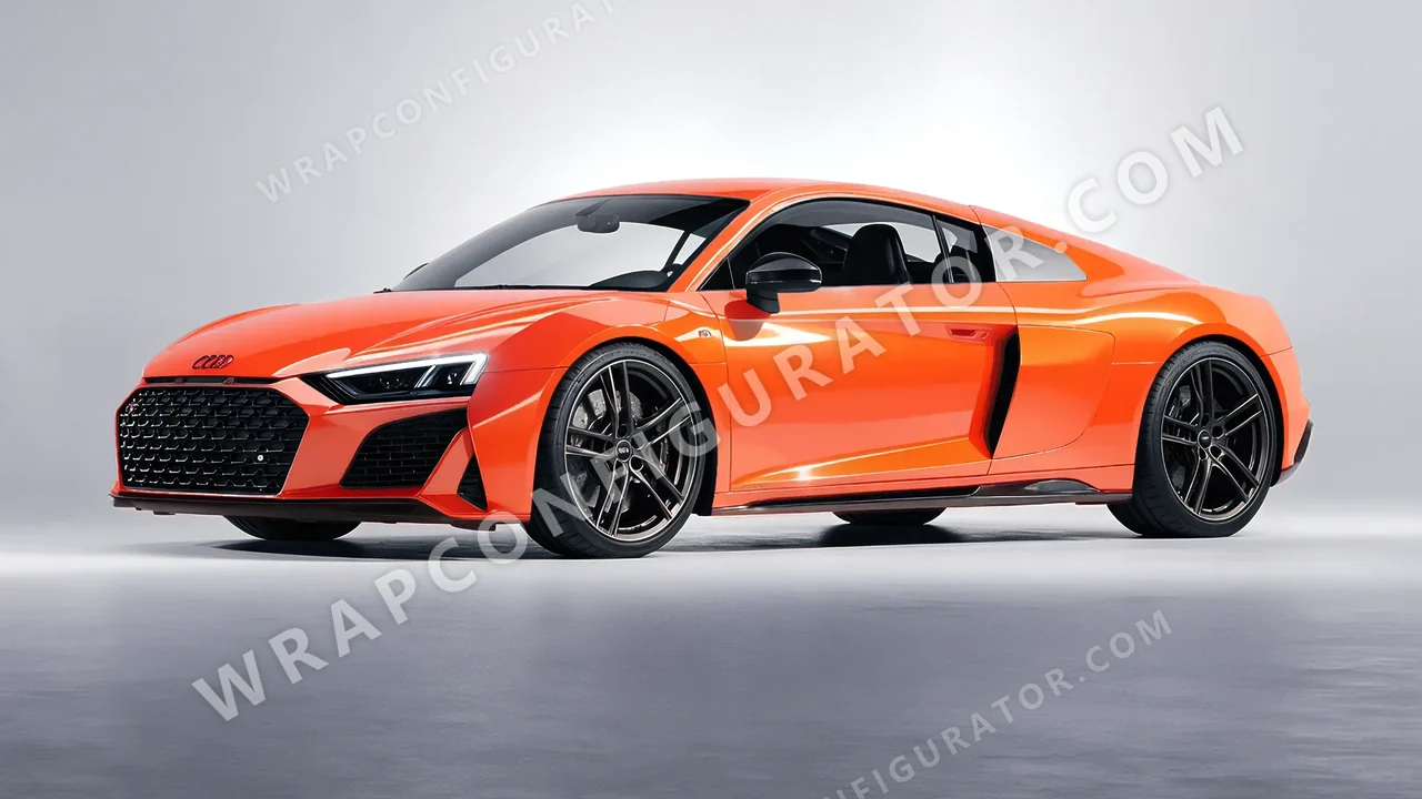 Orange Audi R8 2022 wrapped in Inozetek Dynamic PPF Solar Flame DPPF713