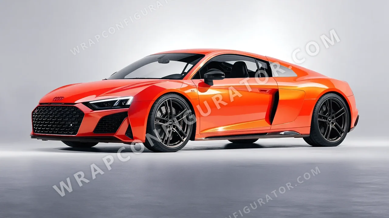 Orange Audi R8 2022 wrapped in Inozetek Dynamic PPF Student Driver Sungset Orange SD102