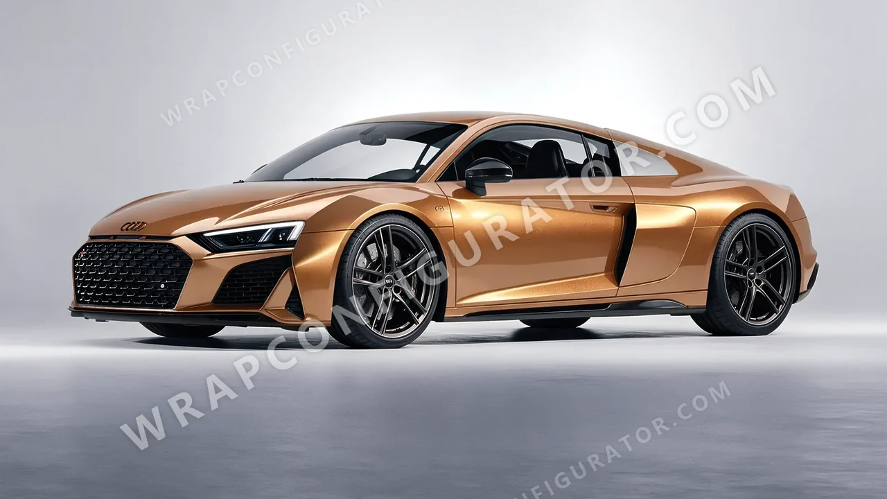 Orange Audi R8 2022 wrapped in ORACAL Bronze 970RA-920G