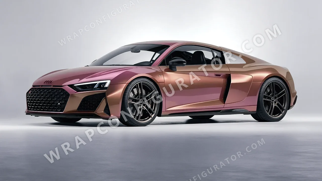 Orange Audi R8 2022 wrapped in ORACAL Gloss Aubergine Bronze 970RA-990G