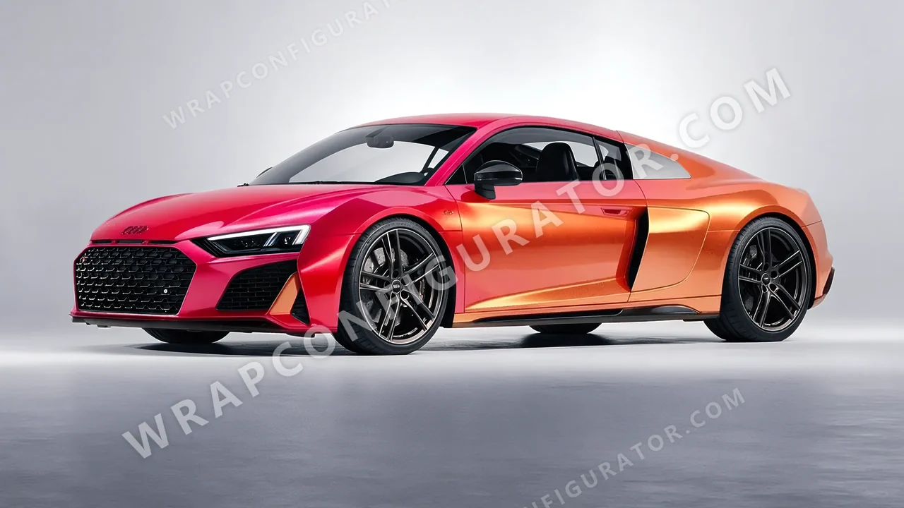 Orange Audi R8 2022 wrapped in ORACAL Gloss Sunset Shift 970RA-100G