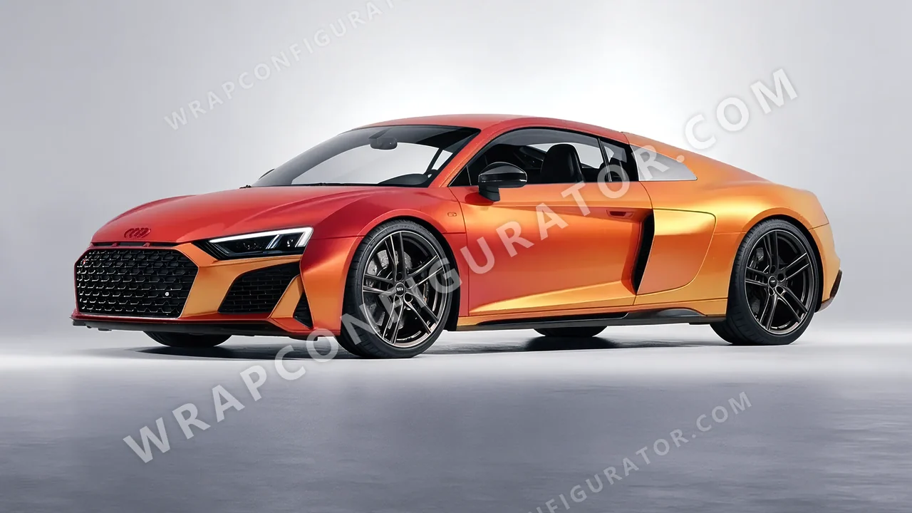 Orange Audi R8 2022 wrapped in ORACAL Matt Sunset Shift 970RA-100M
