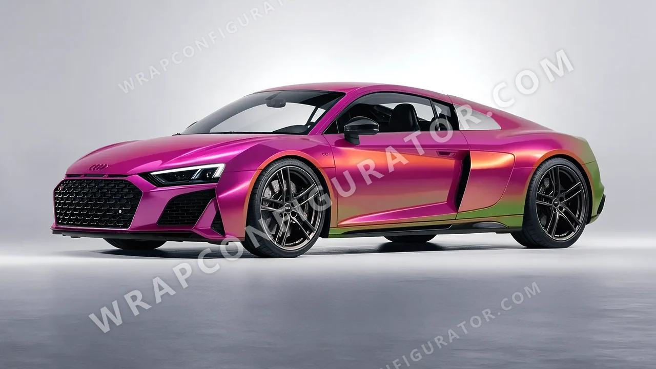 Pink Audi R8 2022 wrapped in Colourshield PPF by HyperPro Daybreak Pink GB02-P