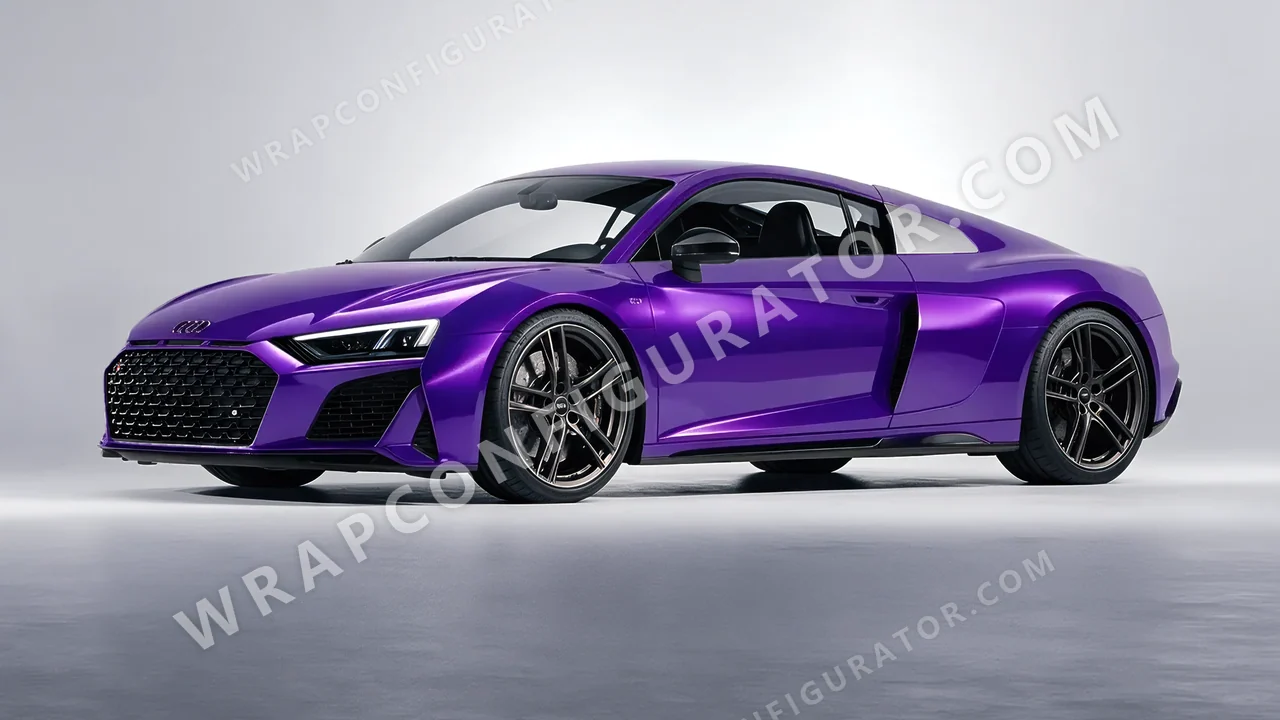 Purple Audi R8 2022 wrapped in 3M Gloss Plum Explosion GP258