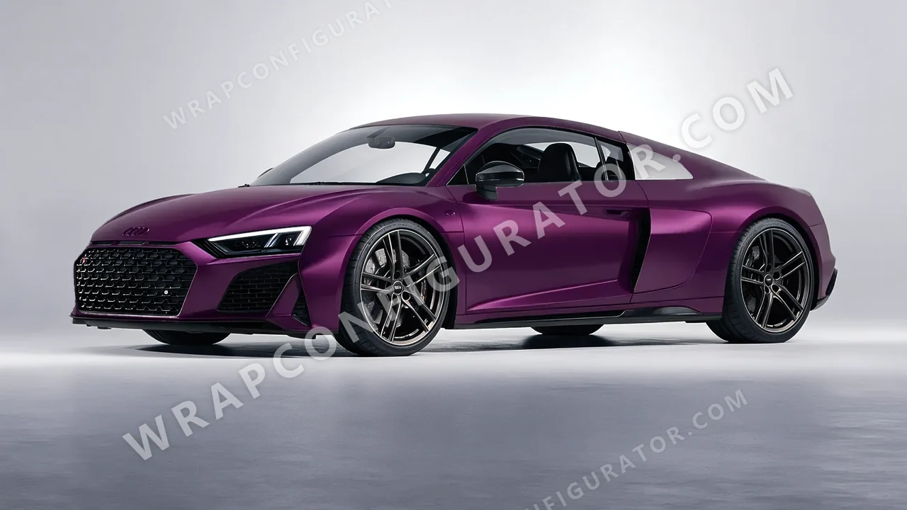 Purple Audi R8 2022 wrapped in Inozetek Dynamic PPF Midnight Purple DPPF801