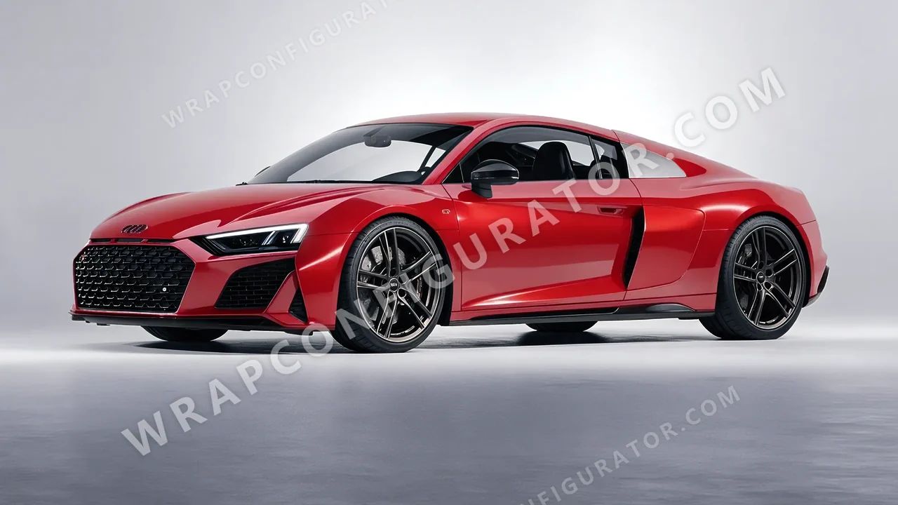 Red Audi R8 2022 wrapped in 3M Gloss Hot Rod Red G13