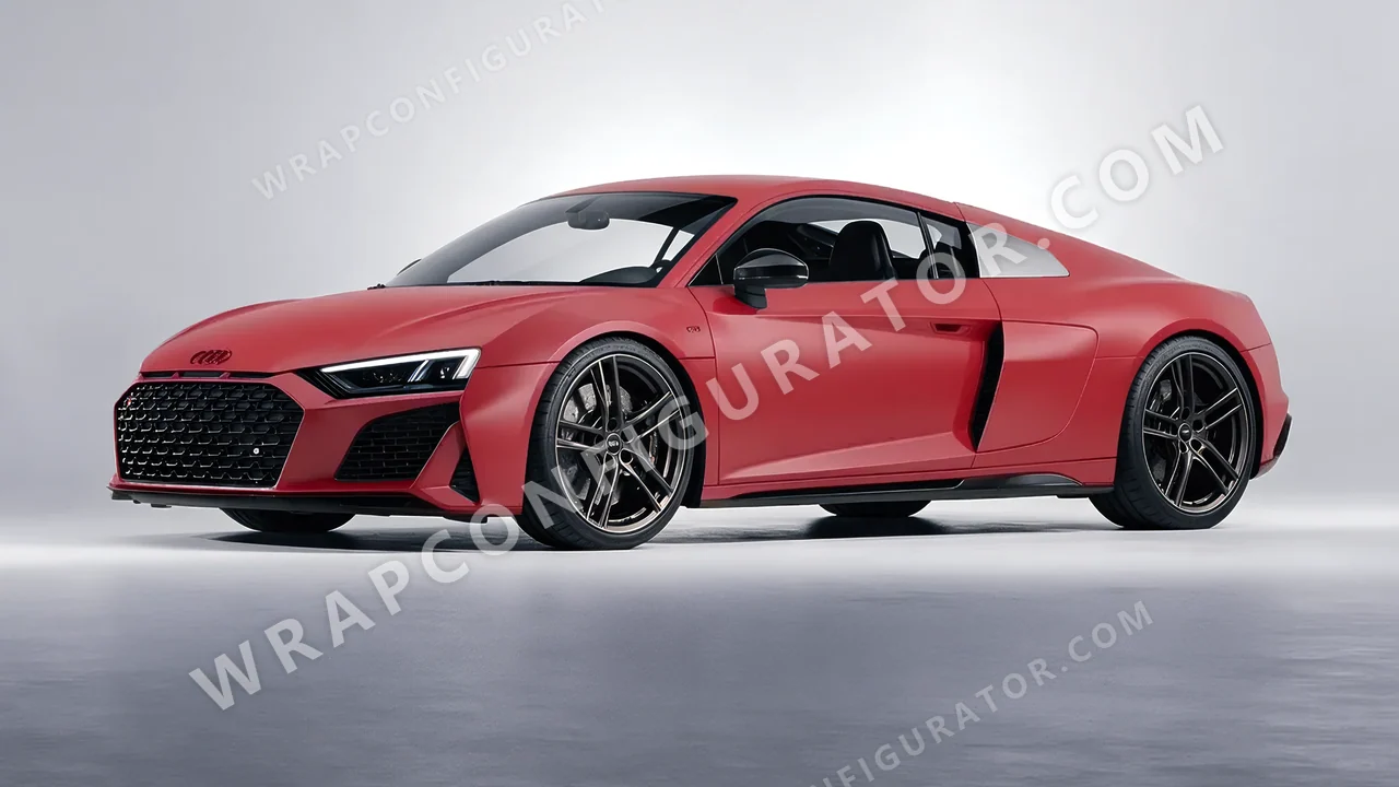 Red Audi R8 2022 wrapped in 3M Matte Red M13