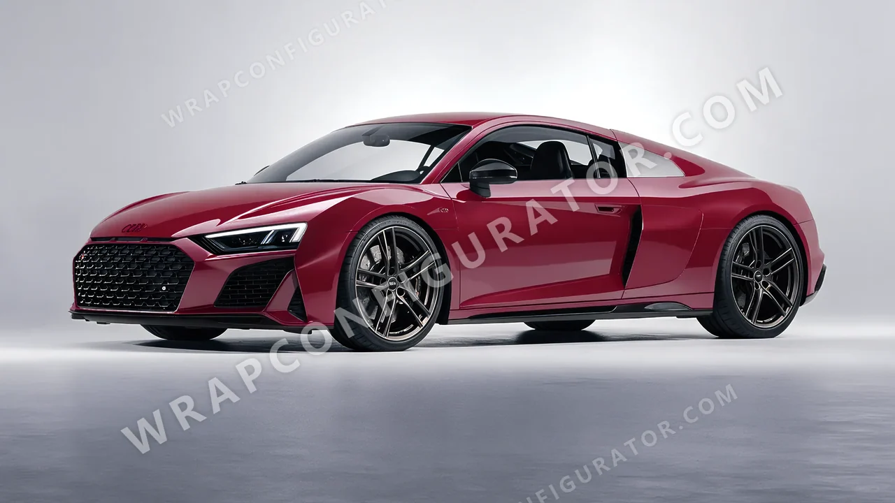 Red Audi R8 2022 wrapped in 3M Ruby Rosso HG73
