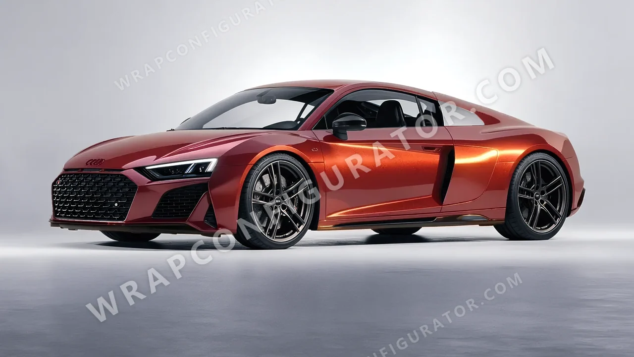 Red Audi R8 2022 wrapped in Inozetek Dynamic PPF Dragons Blood Red DPPF711