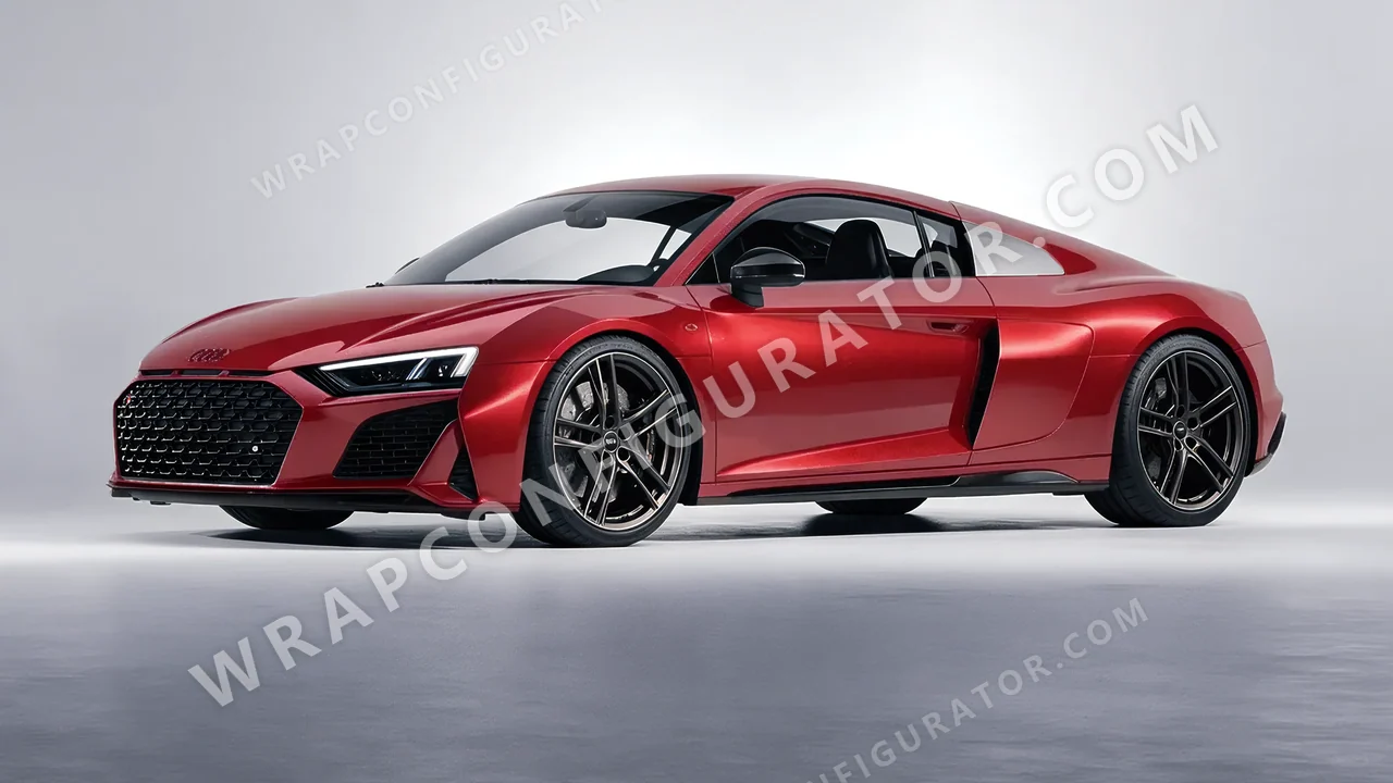 Red Audi R8 2022 wrapped in KPMF Vengeance Red K75403