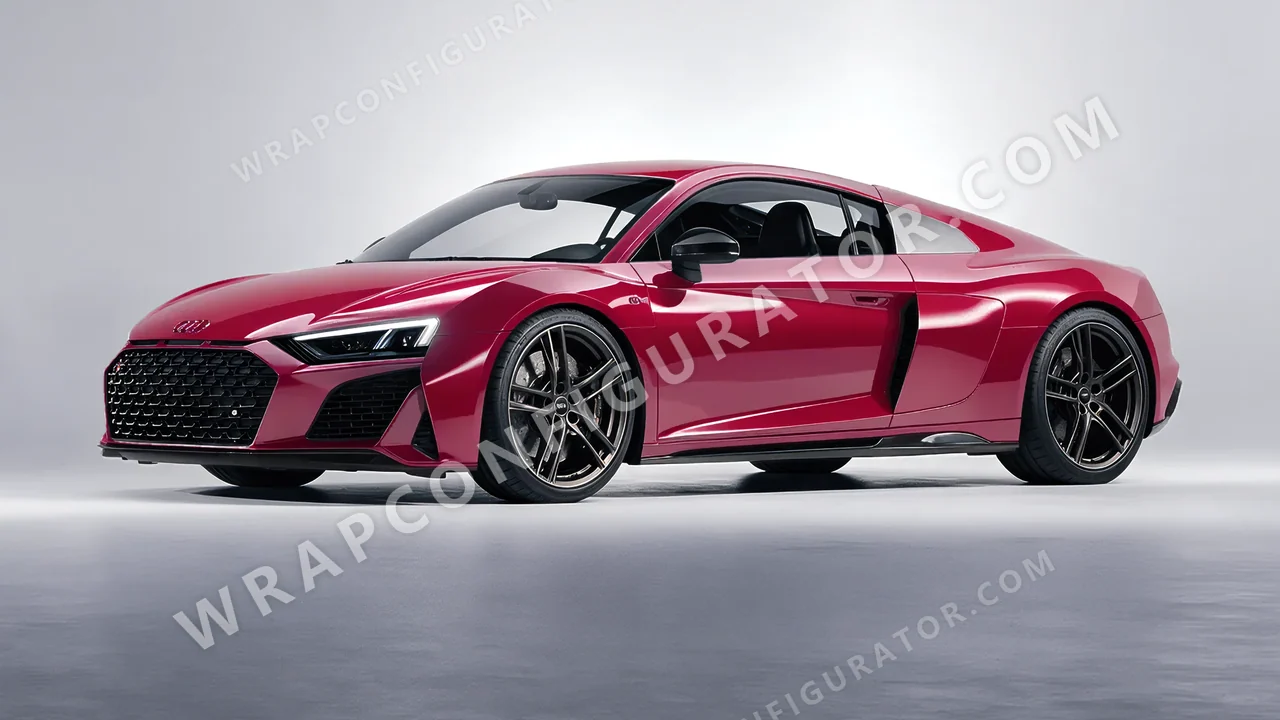 Red Audi R8 2022 wrapped in ORACAL Cardinal Red 970RA-028G