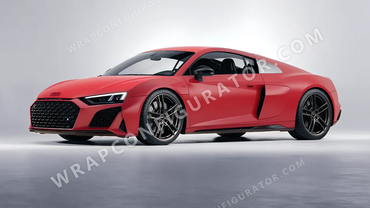 Red Audi R8 2022 wrapped in ORACAL Cardinal Red 970RA-028M