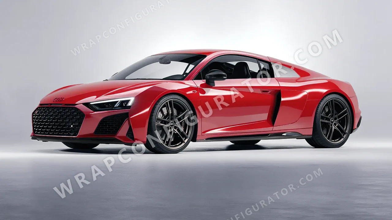Red Audi R8 2022 wrapped in ORACAL Red 970RA-031G
