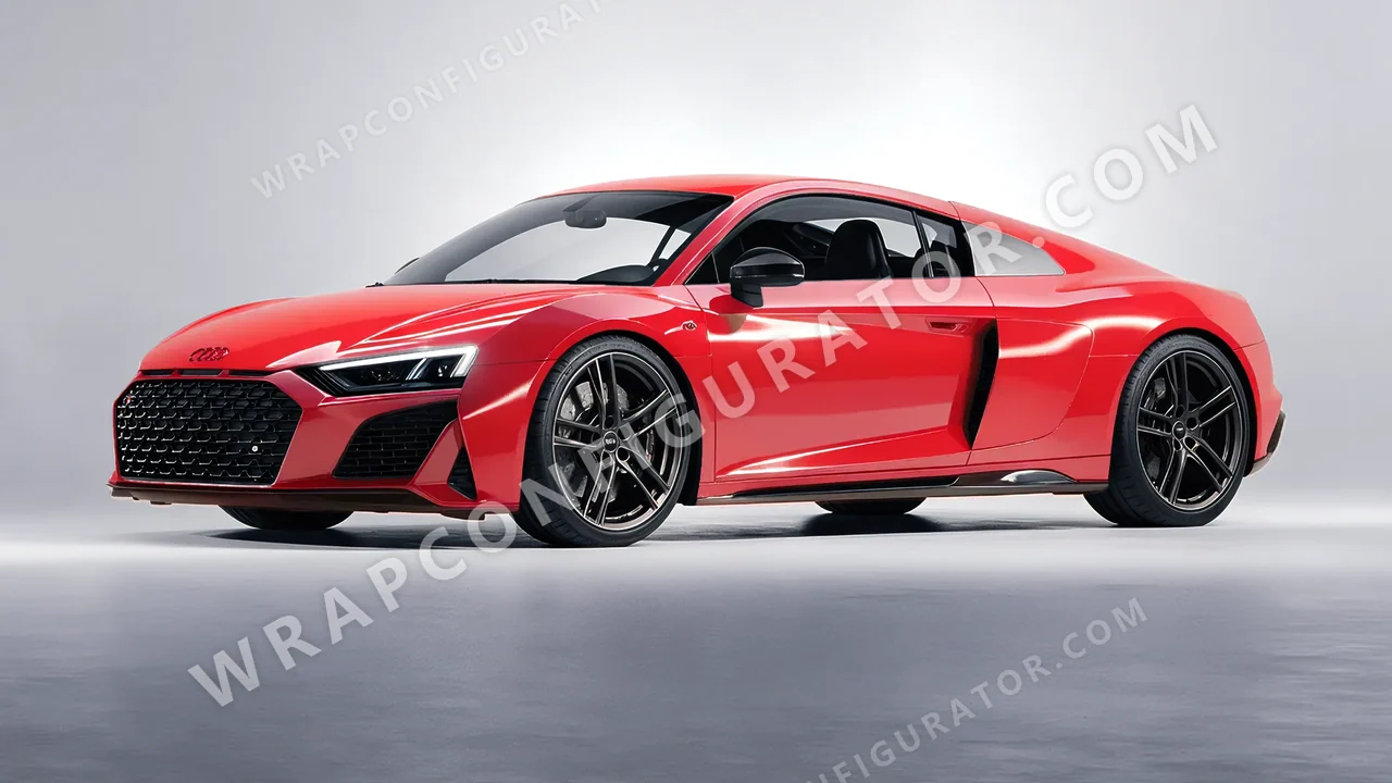 Red Audi R8 2022 wrapped in ORACAL Rose Hip 970RA-897G