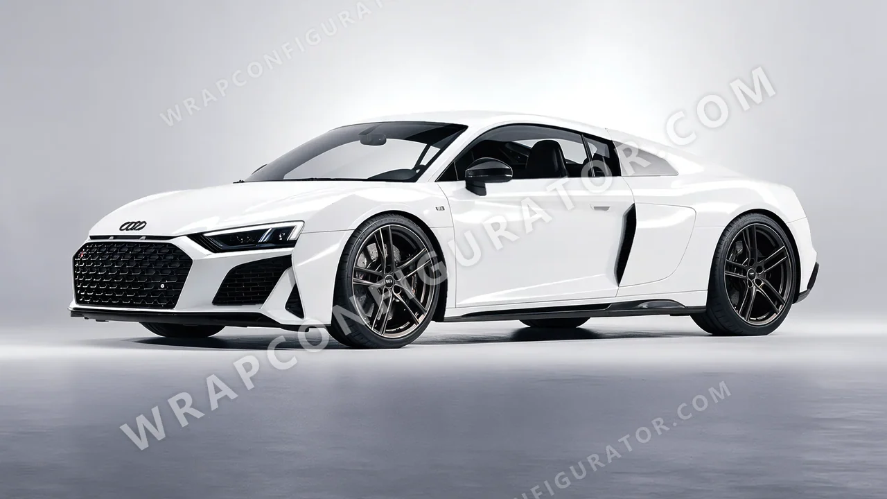 White Audi R8 2022 wrapped in 3M Gloss White G10
