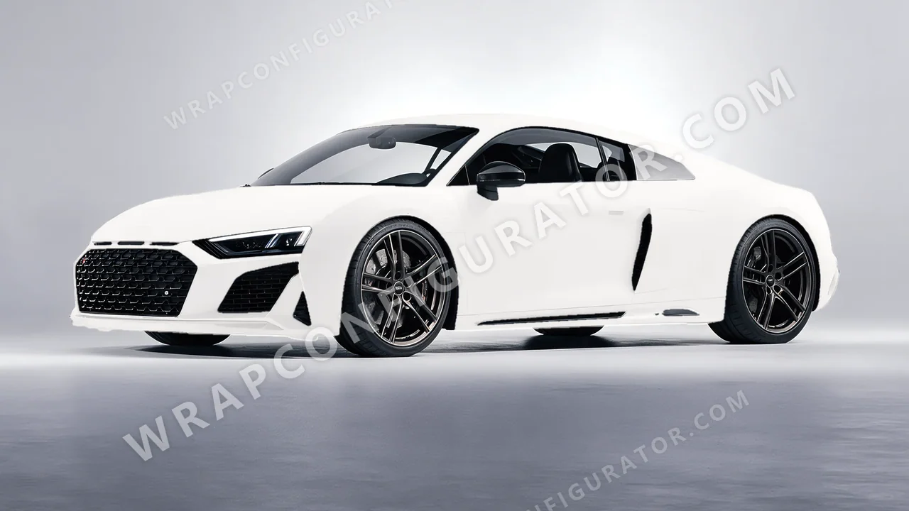 White Audi R8 2022 wrapped in 3M Matte White M10