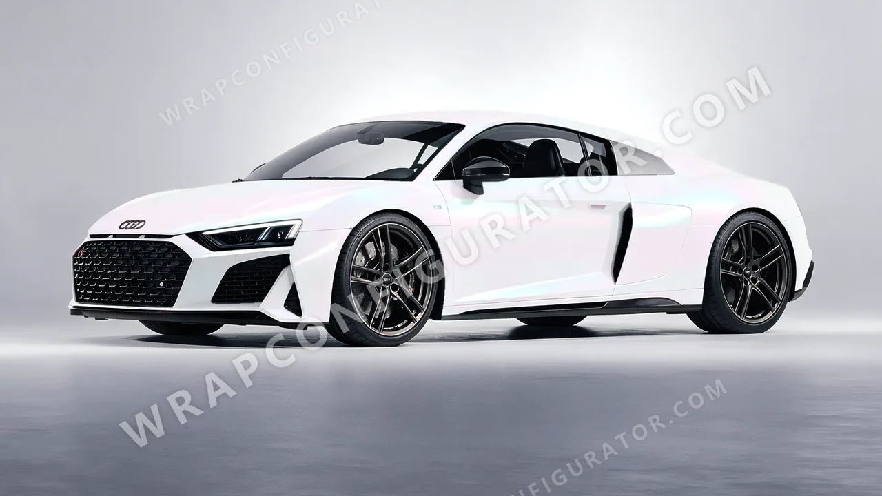 White Audi R8 2022 wrapped in Colourshield PPF by HyperPro Aurora White SF006M-P