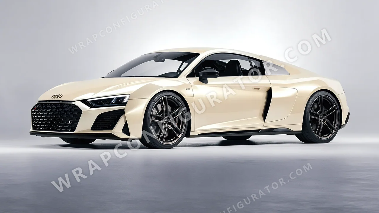 White Audi R8 2022 wrapped in Colourshield PPF by HyperPro Gold White GAF48-P