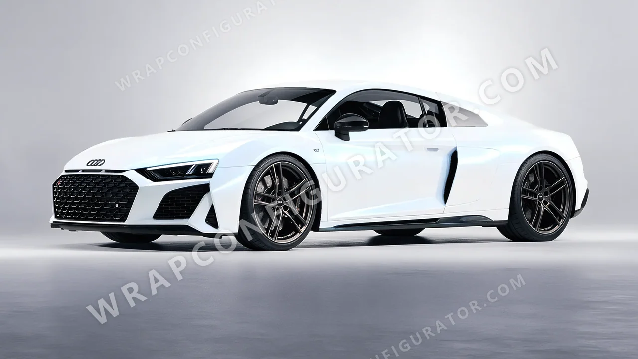 White Audi R8 2022 wrapped in Colourshield PPF by HyperPro White/Blue SF007G-P
