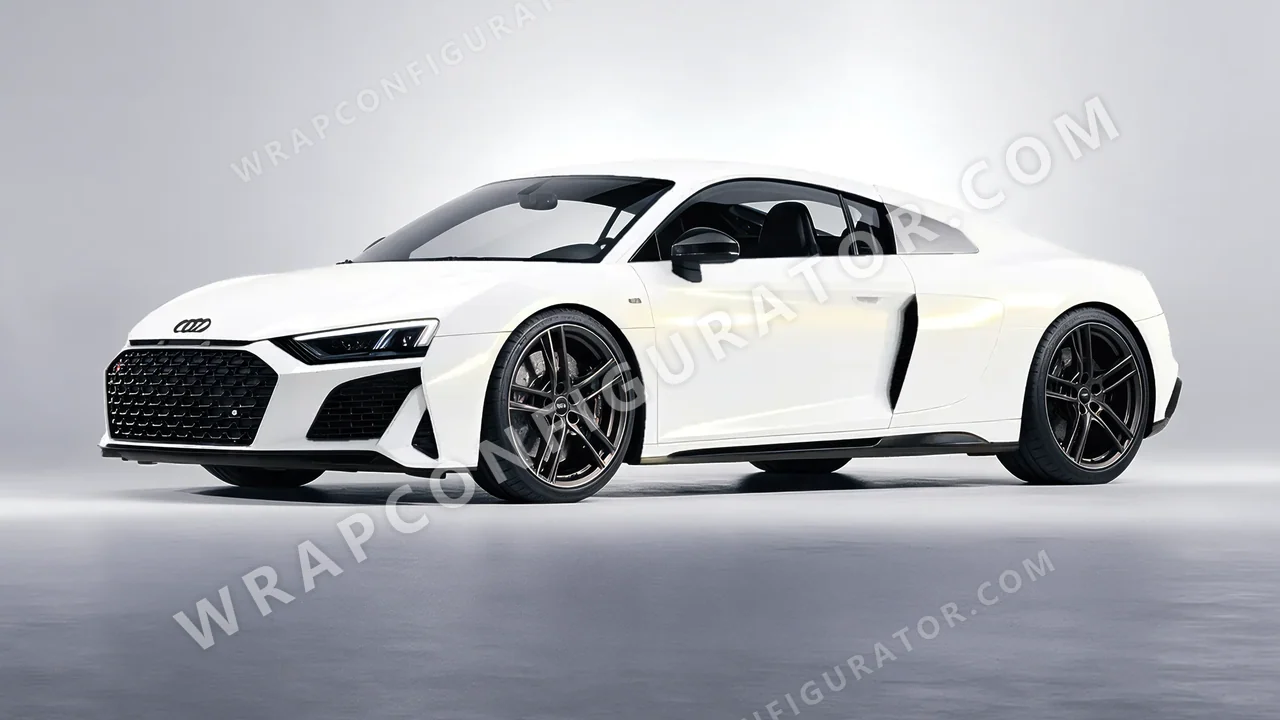 White Audi R8 2022 wrapped in Colourshield PPF by HyperPro White/Gold SF004-P