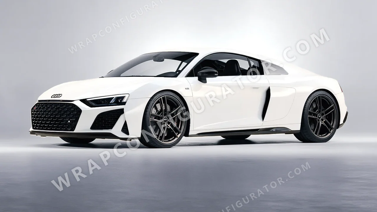 White Audi R8 2022 wrapped in Inozetek Dynamic PPF Championship White DPPF702
