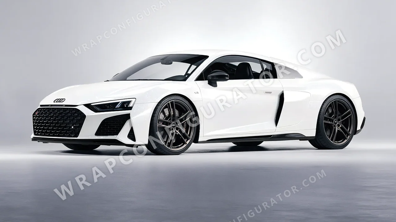 White Audi R8 2022 wrapped in Inozetek Dynamic PPF Moon White DPPF903