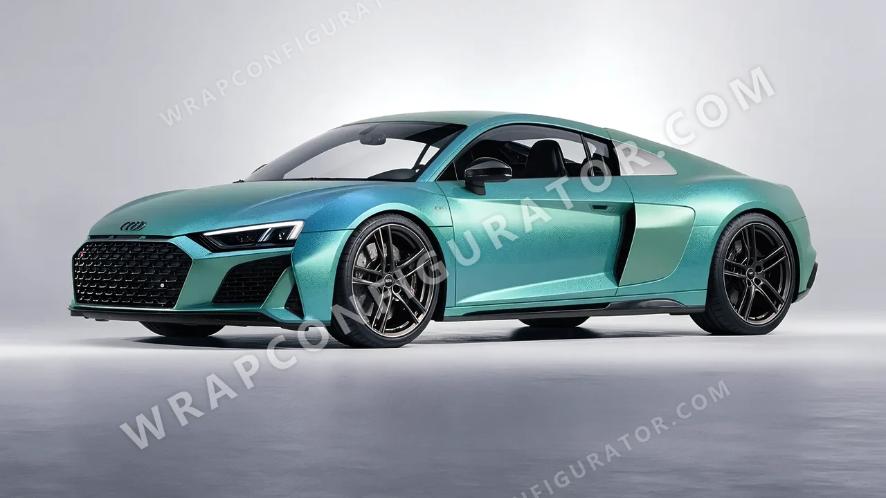 White Audi R8 2022 wrapped in KPMF Arctic Borealis K75509