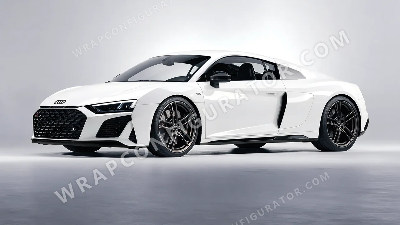 White Audi R8 2022 wrapped in KPMF Chalk White K75411