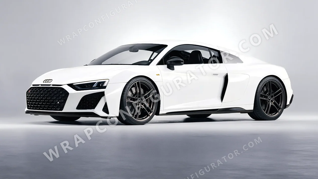 White Audi R8 2022 wrapped in KPMF Gold White Starlight K75472
