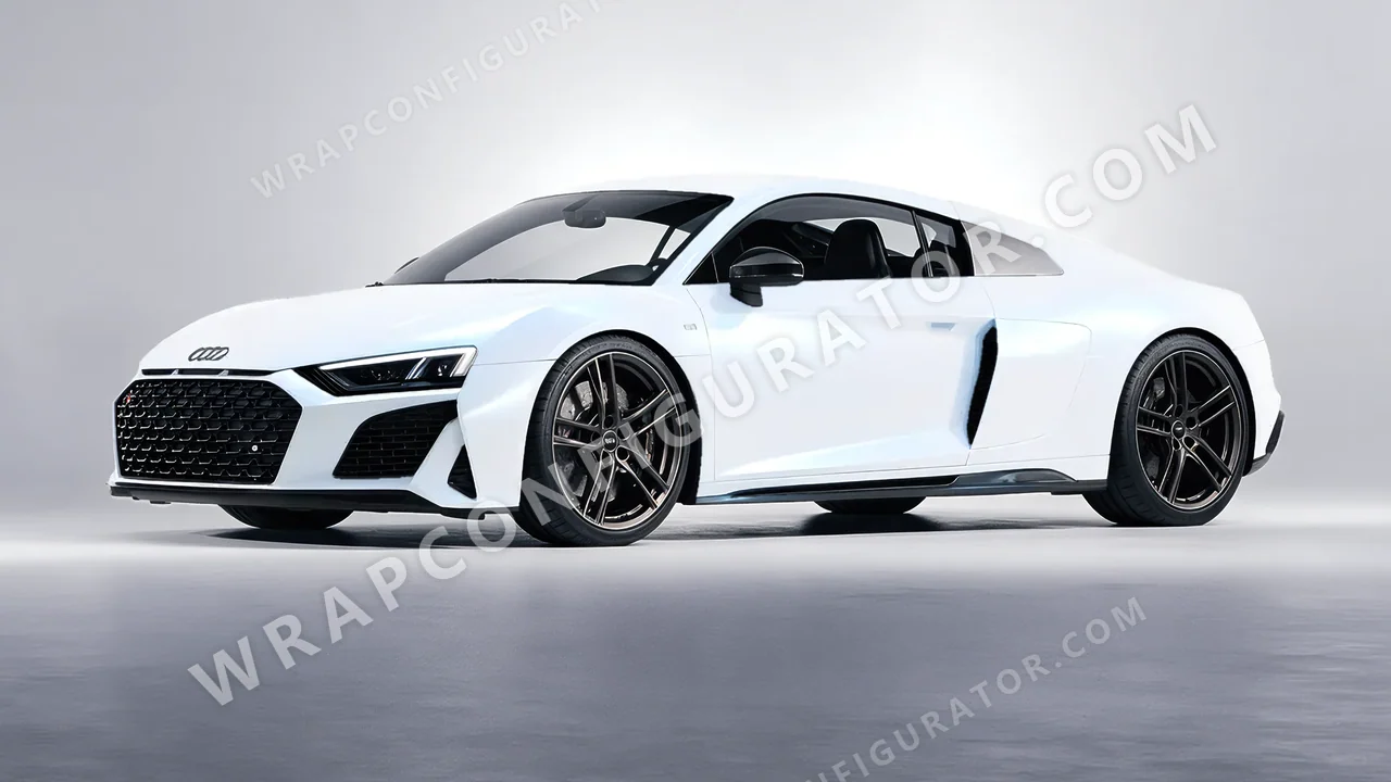 White Audi R8 2022 wrapped in KPMF Matt Pacific Blue White Starlight K75576