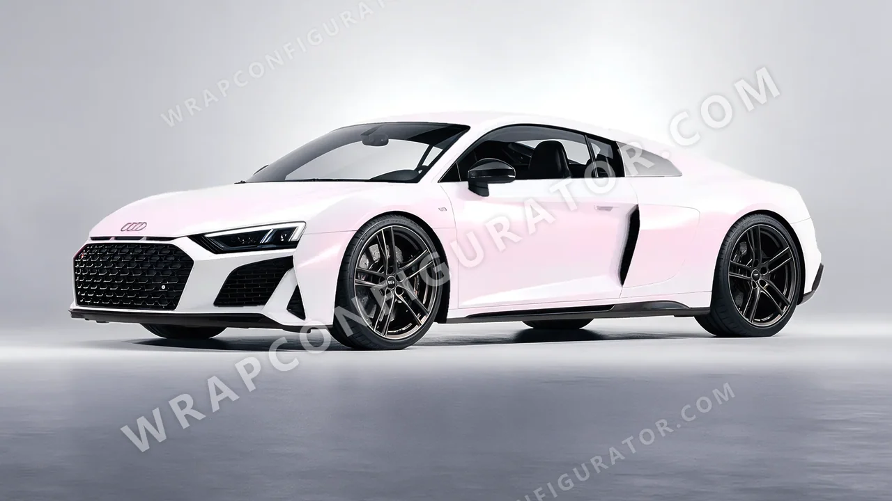 White Audi R8 2022 wrapped in KPMF Matt Pink White Starlight K75574