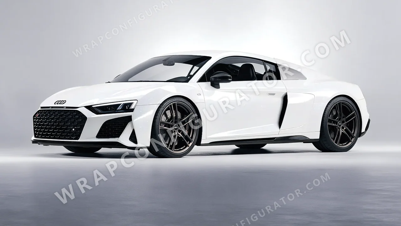 White Audi R8 2022 wrapped in ORACAL Crystal White 970RA-945G