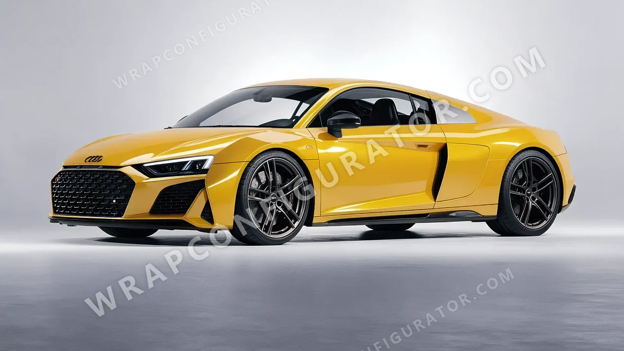 Yellow Audi R8 2022 wrapped in 3M Gloss Sunflower G25