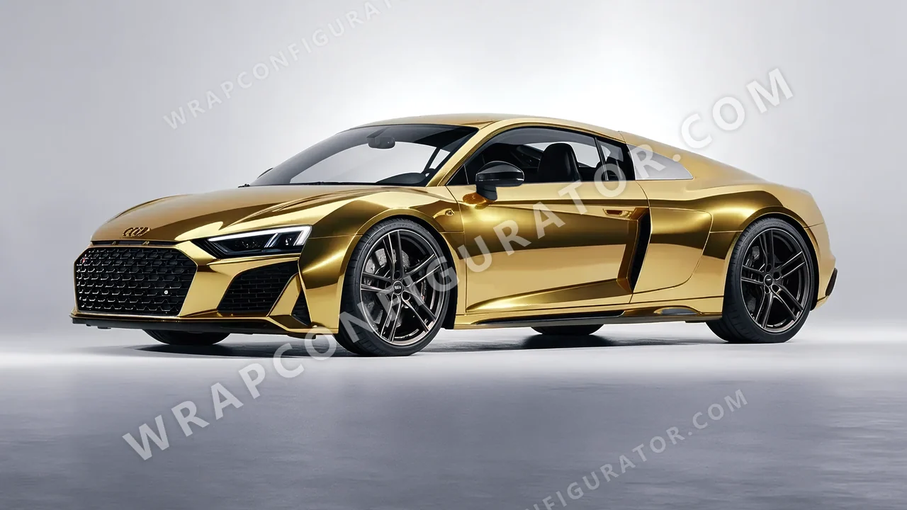 Yellow Audi R8 2022 wrapped in Avery Dennison Gold SF100-604-S