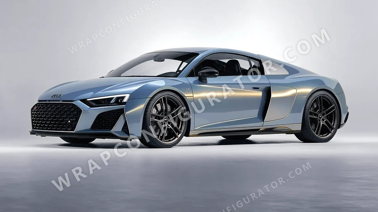 Yellow Audi R8 2022 wrapped in Colourshield PPF by HyperPro Blue/Gold CGM17-P