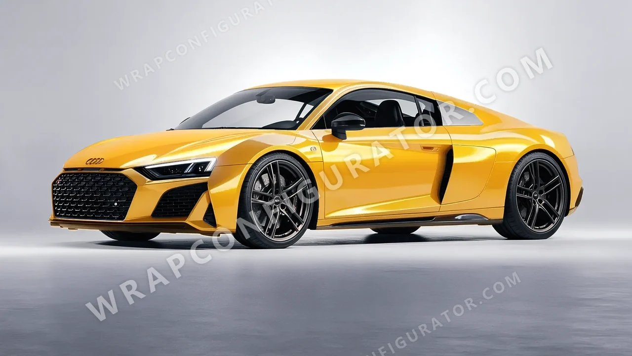 Yellow Audi R8 2022 wrapped in Colourshield PPF by HyperPro Honey Yellow HGF95-P