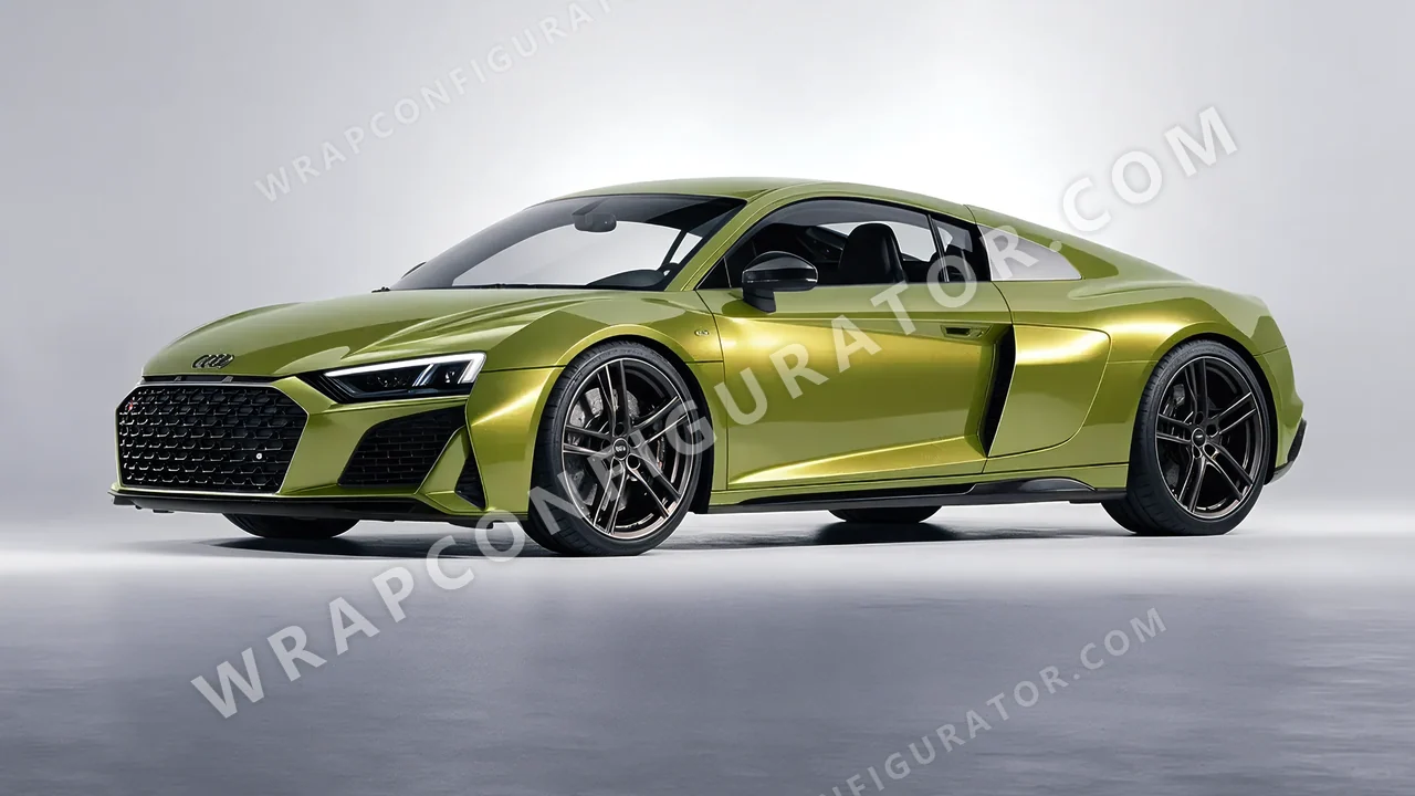 Yellow Audi R8 2022 wrapped in KPMF Solar Flash K75409