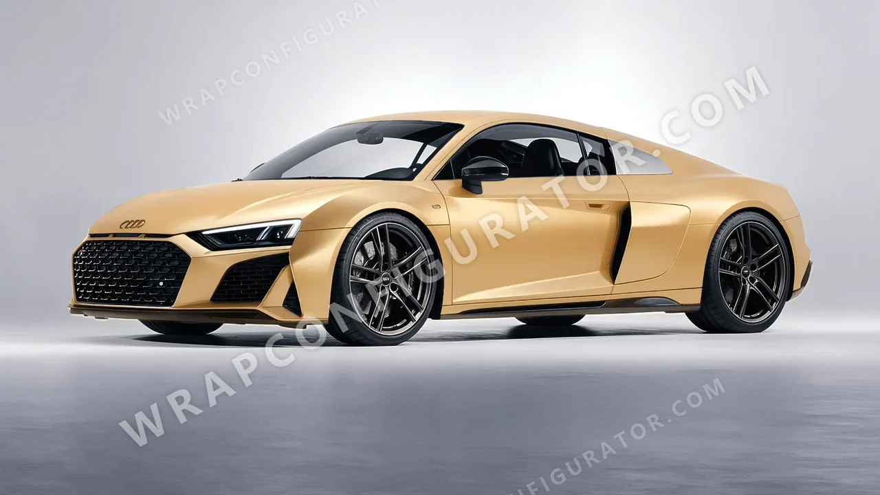 Yellow Audi R8 2022 wrapped in ORACAL Divine Gold 970RA-995M