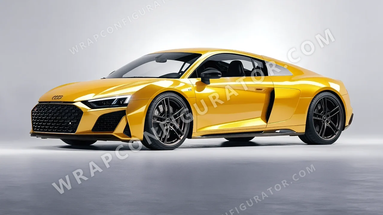 Yellow Audi R8 2022 wrapped in ORACAL Golden Yellow 970RA-020G
