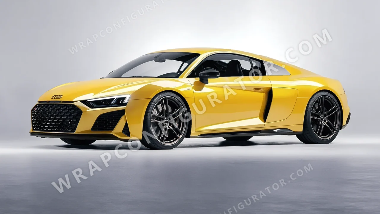 Yellow Audi R8 2022 wrapped in ORACAL Post Office Yellow 970RA-208G