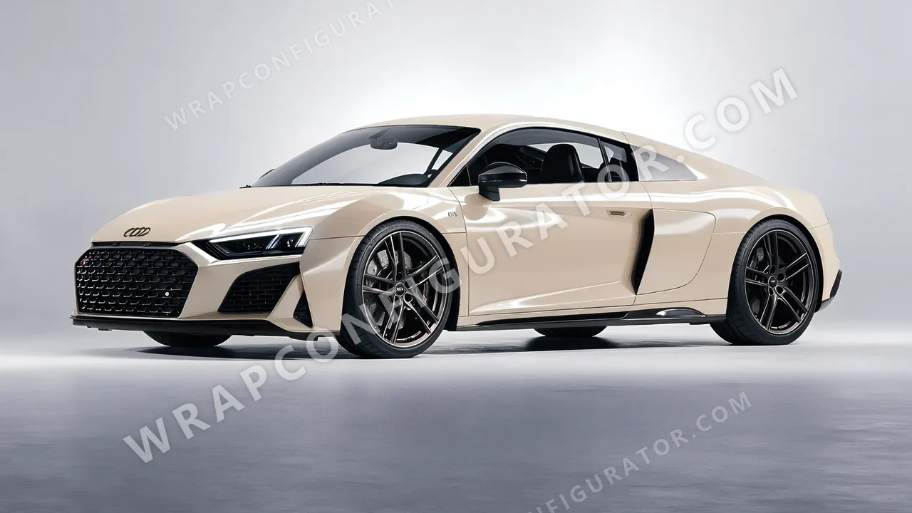 Yellow Audi R8 2022 wrapped in ORACAL Taxibeige 970RA-809G