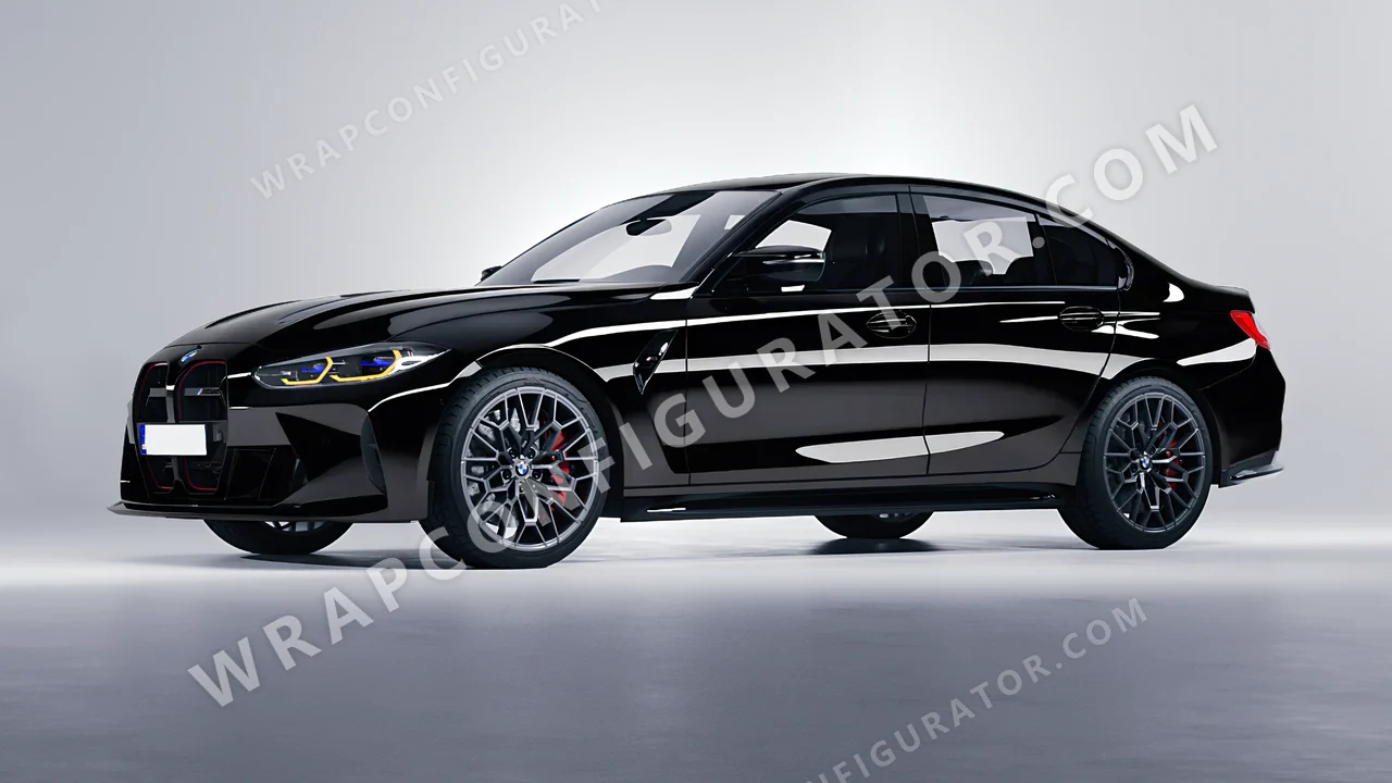 Black BMW M3 CS 2023 wrapped in 3M Gloss Black G12