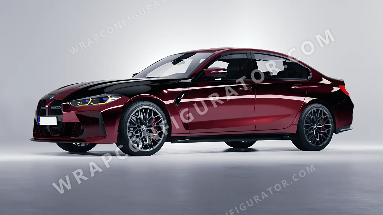 Black BMW M3 CS 2023 wrapped in 3M Gloss Black Rose GP99