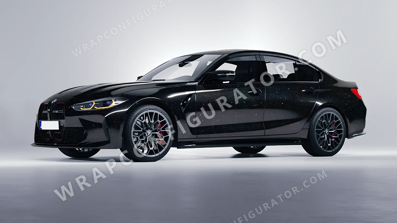 Black BMW M3 CS 2023 wrapped in 3M Gloss Galaxy Black GP292