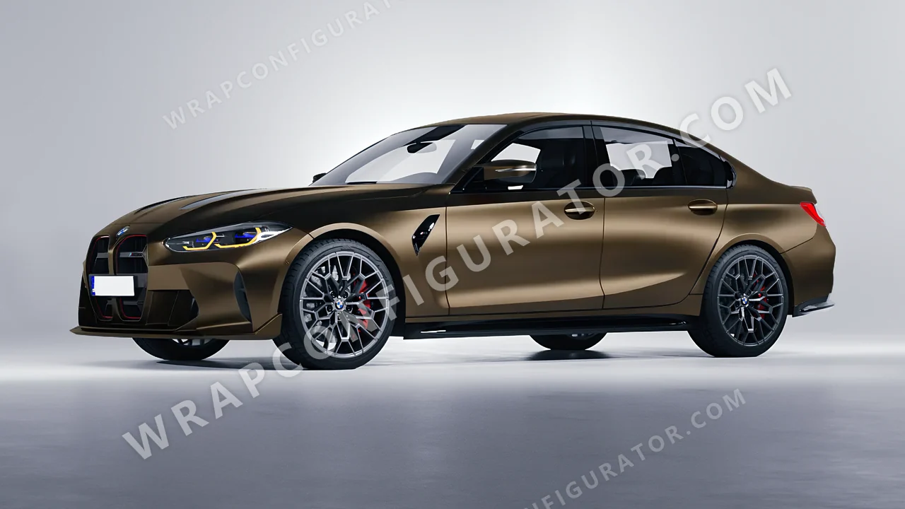 Black BMW M3 CS 2023 wrapped in 3M Satin Gold Dust Black SP242