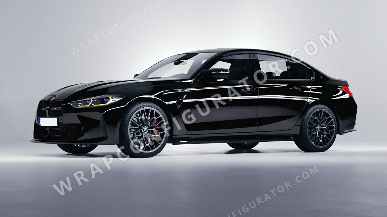 Black BMW M3 CS 2023 wrapped in Avery Dennison Obsidian Black SW900-191-O