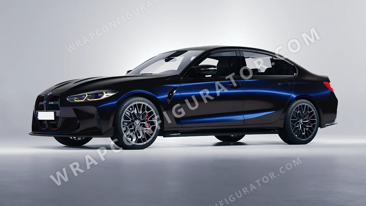 Black BMW M3 CS 2023 wrapped in KPMF Blue Black Iridescent K75469