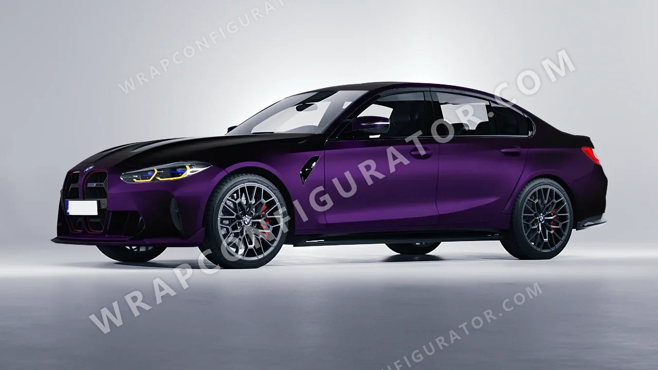 Black BMW M3 CS 2023 wrapped in KPMF Frozen Midnight Purple K75570