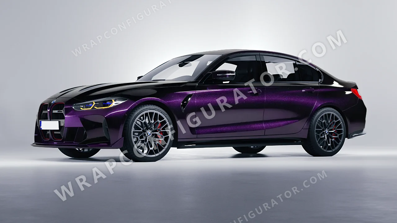 Black BMW M3 CS 2023 wrapped in KPMF Hypnotic Black Violet K75459