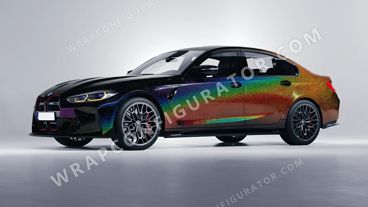 Black BMW M3 CS 2023 wrapped in KPMF Morpheus Black Starlight K75470